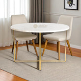 Table à manger en treillis avec incrustations d'os grise