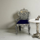 Lucy Mother Of Pearl Inlaid Carved Chair Black