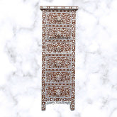 MOP Inlay Floral 6 Drawer Tallboy Chest Brown 1