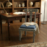 Mother Of Pearl Inlay Floral Chair Black
