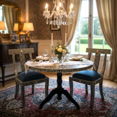 MOP Inlay Floral Dining and Chair Set Black