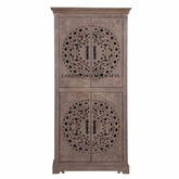 Hand-carved Rhapsody Smoky 4 Door Armoire | Hand-carved Rhapsody Smoky 4 Door Wardrobe