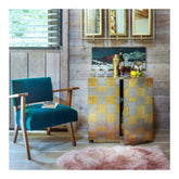 Magpie Bar Cabinet | Brass - Silver Metal Bar Unit