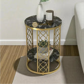Modern Luxurious Round Marble Side Table in Gold