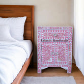 Mother Of Pearl 1 Drawer & 2 Doors Bedside Table Pink