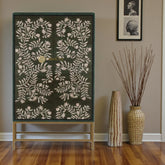 Mother Of Pearl Flower Design 2 Door Bar Cabinet Green