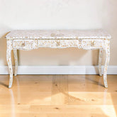 Mother Of Pearl Inlaid Long Curved Leg Desk White