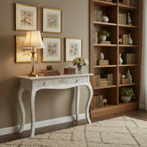 Mother Of Pearl Inlay 1 Drawer French Style Console White