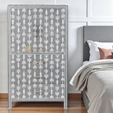 Mother Of Pearl Inlay Arrow Cabinet Grey