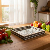Mother Of Pearl Inlay Cross Design Tray Grey
