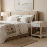 Mother Of Pearl Inlay Floral Edge Bedside White