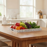 Mother Of Pearl Inlay Floral Rectangular Tray Grey
