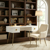 Mother Of Pearl Inlay Optical Design 2 Drawers Desk White | Mother Of Pearl Inlay Optical Design 2 Drawers Console Table White