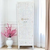 Mother Of Pearl Inlay Star Doors & Drawer Wardrobe White