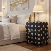 Mother Of Pearl Star 1 Drawer 2 Door Bedside Table Black