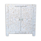 MOP Inlay Cabinet AND Drum Side Table White 1