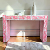 Mother Of Pearl Inlay Floral Console Table Pink
