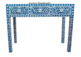 Blue Mother Of Pearl Inlay Floral 3 Drawer Console Table 1