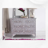 Mother Of Pearl Inlay Floral Chest Of Four Drawers Grey