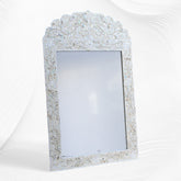 Mother Of Pearl Inlay Floral Crested Mirror Ivory