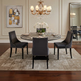 Mother of Pearl Inlay Floral Design Dining Table Black