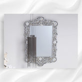 Mother Of Pearl Inlay Scalloped Mirror Grey