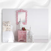 Mother Of Pearl Inlay Scalloped Mirror Pink