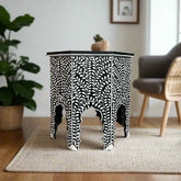 Naomi Bone Inlay Octagonal Large Side Table Pink