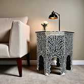 Naomi Bone Inlay Octagonal Large Side Table | Naomi Bone Inlay Octagonal Large Sofa End Table