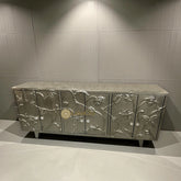 Nickel Embossed Flower Design Hand-carved Buffet