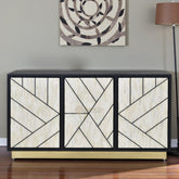 Nola Full Bone Inlay 3 Door Credenza Black