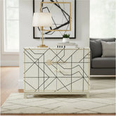 Nola Full Bone Inlay Cabinet Metal Legs Black