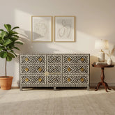 Optical Bone Inlay 9 Drawer Chest with Bone Base Black