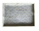 Grey Rectangle Chevron Pattern Bone Inlay Tray 1