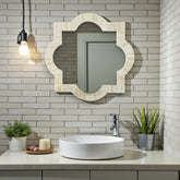 Quatrefoil Natural Bone Inlay Mirror White