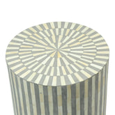 Bone Inlay Illusion Stripe Side Table Grey 2