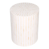 Bone Inlay Illusion Stripe Side Table White 2