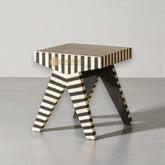 Rue Bone Inlay Stripe Side Table Black