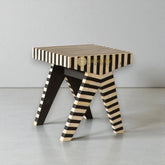 Rue Bone Inlay Stripe Side Table Black