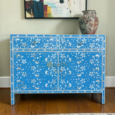 Sylvie Mother Of Pearl Inlay 2 Drawers & 2 Doors Sideboard Table Blue