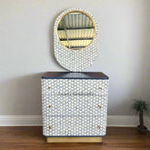 Targua Bone Inlay 3 Drawer Chest and Mirror Black Combo