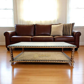 Teakwood Bone Inlaid Cane Coffee Table Walnut Finish | Bone Inlay Table