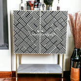 Thea Bone Inlay Bar Cabinet Optical Black 1