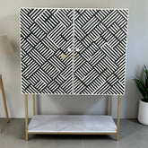 Thea Bone Inlay Bar Cabinet Optical Black