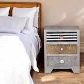 Three Drawer Small Bedside Chest of Metal Brass Bone