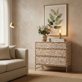 Timber Inlay 3 Drawer Chest Flannel Flower
