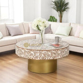 Timber Inlay Round Coffee Table Flannel Flower