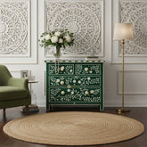 Vine Bone Inlay 5 Drawer Dresser Dark Green