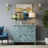 Vine Bone Inlay 5 Drawer Dresser Dull Green