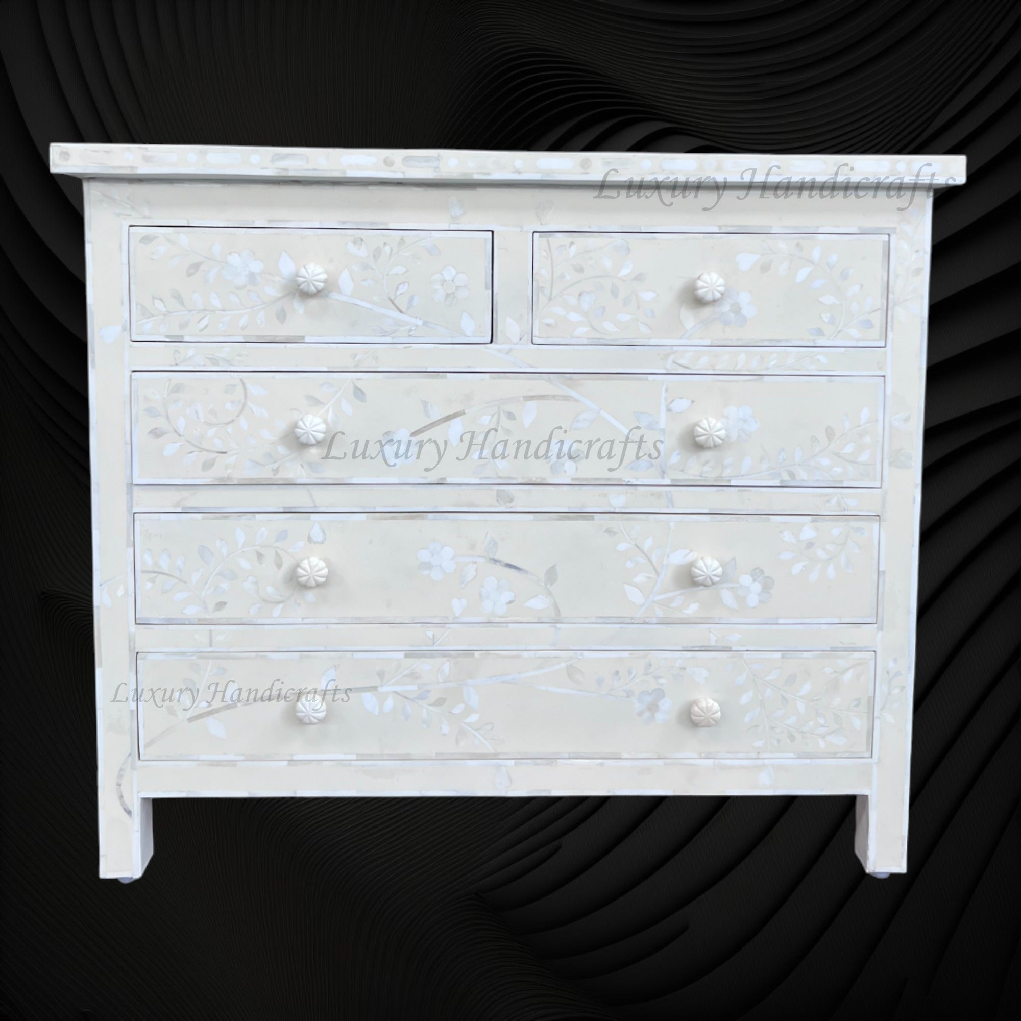 Vine Bone Inlay 5 Drawer Dresser Ivory Lakecity Handicrafts Vine Bone Inlay 5 Drawer Dresser Ivory Lakecity Handicrafts